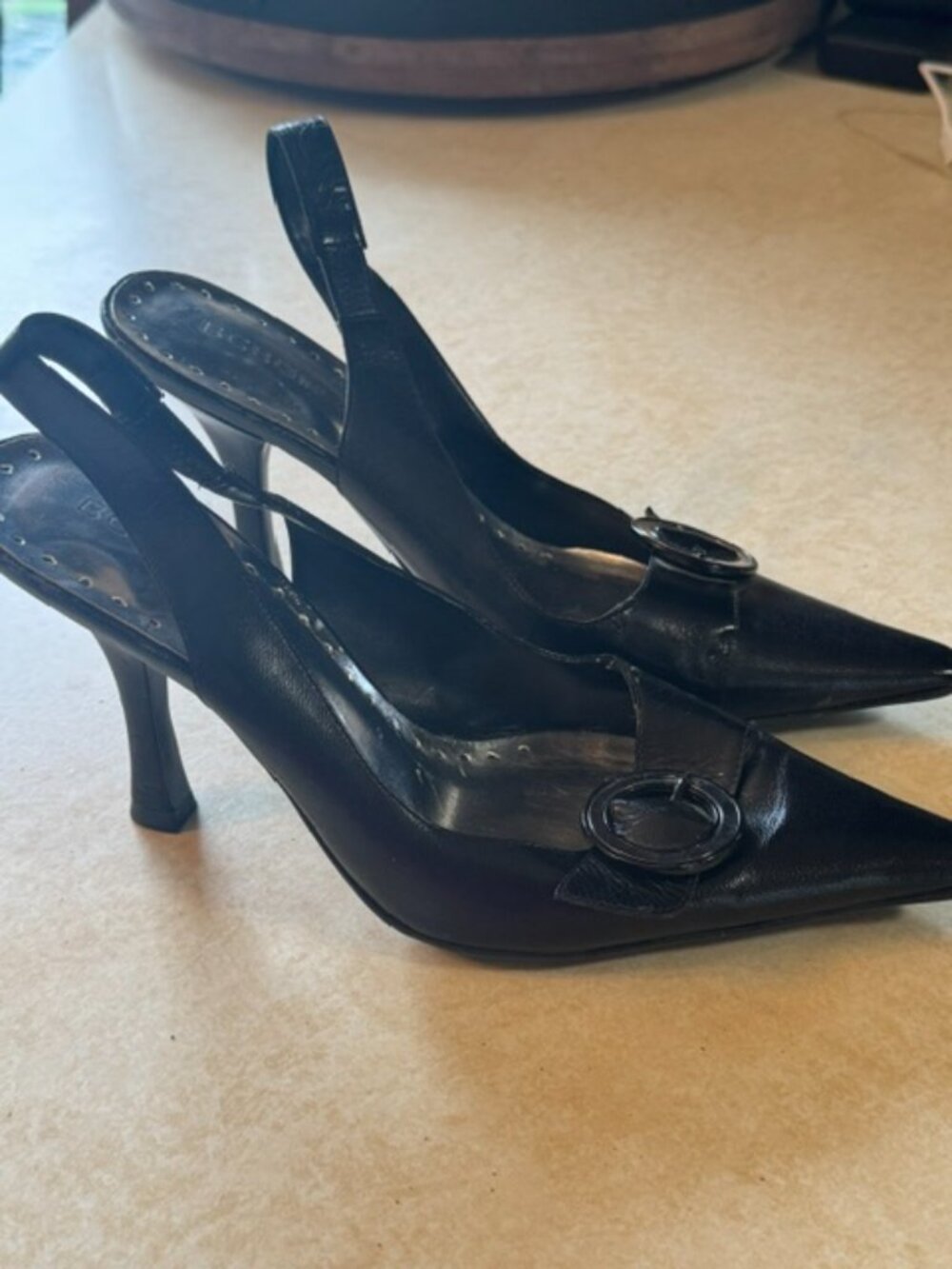 BCBGirls Black Slingback Heels Shoes sz 7-1/2